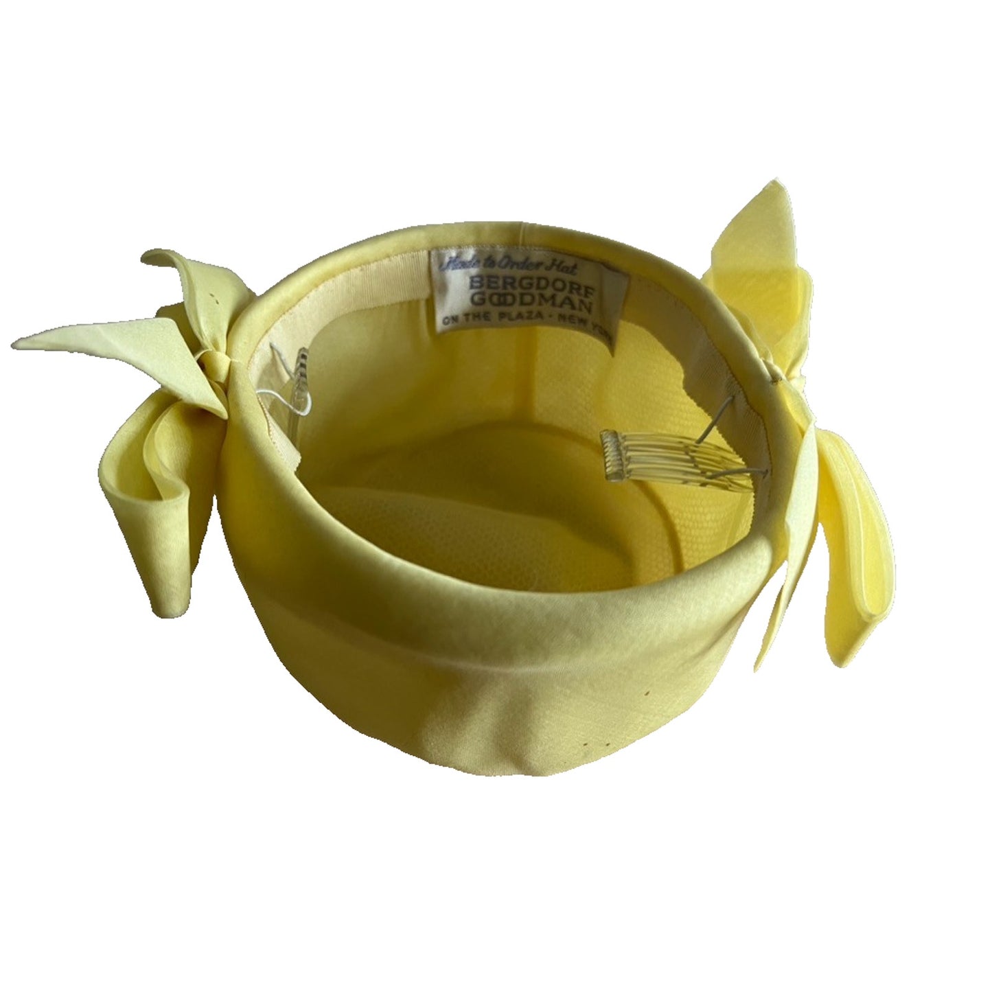 Vintage Made to Order Halston Bergdorf Goodman Yellow Pillbox Hat NYC