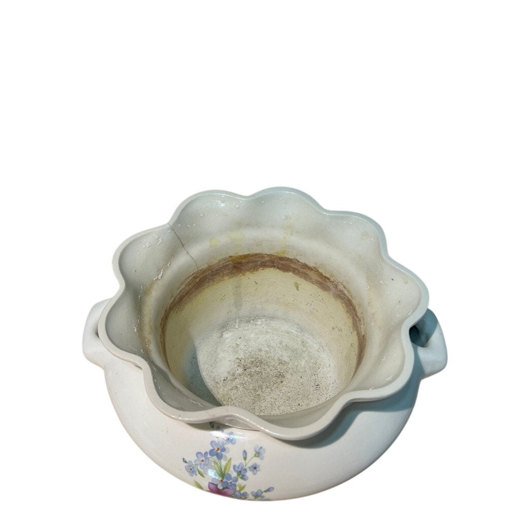 Vintage Spectrum Self Watering African Violet Pot Cream With Floral Decal