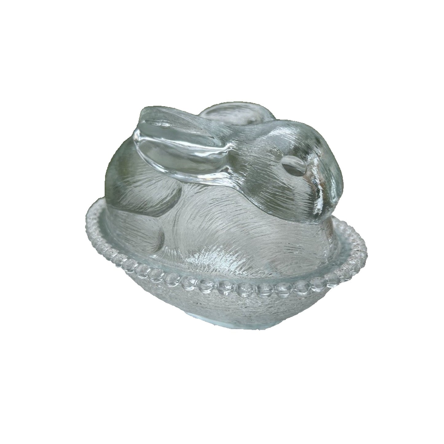 Indiana Glass Bunny Rabbit On Nest Candy Dish with Lid