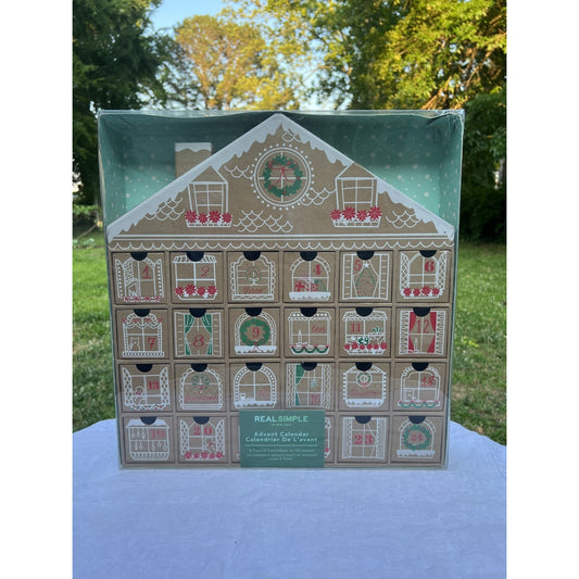 Real Simple 24 Day Christmas Countdown Advent Calendar Gingerbread House Brown