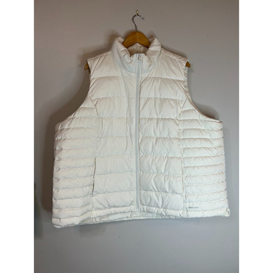 Lands End 3X Vest Puffer Down Fill Zip Up Cream Gorpcore Hiking Outdoors Camping