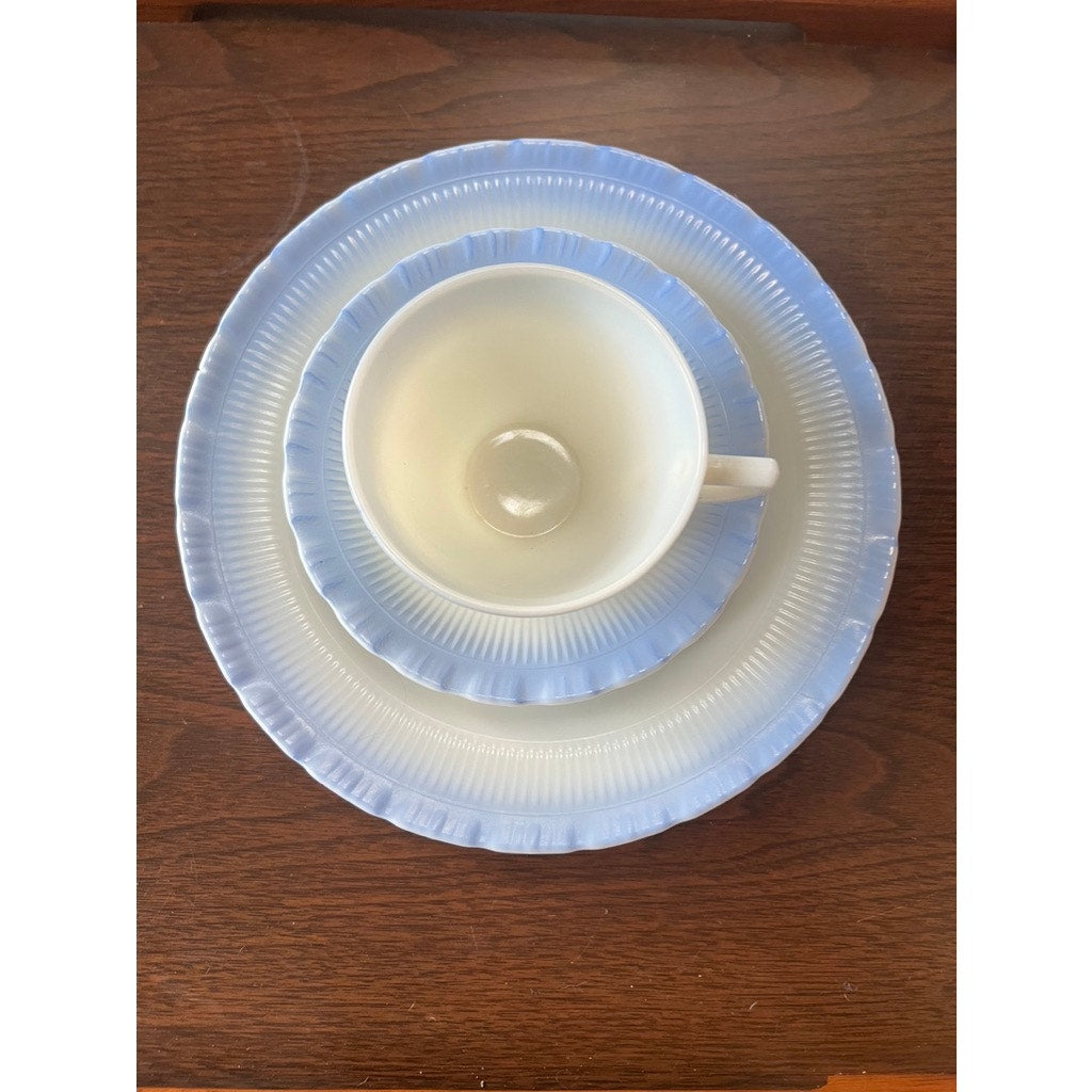 Macbeth Evans Cremax Bordette Vintage Blue Place settings RARE