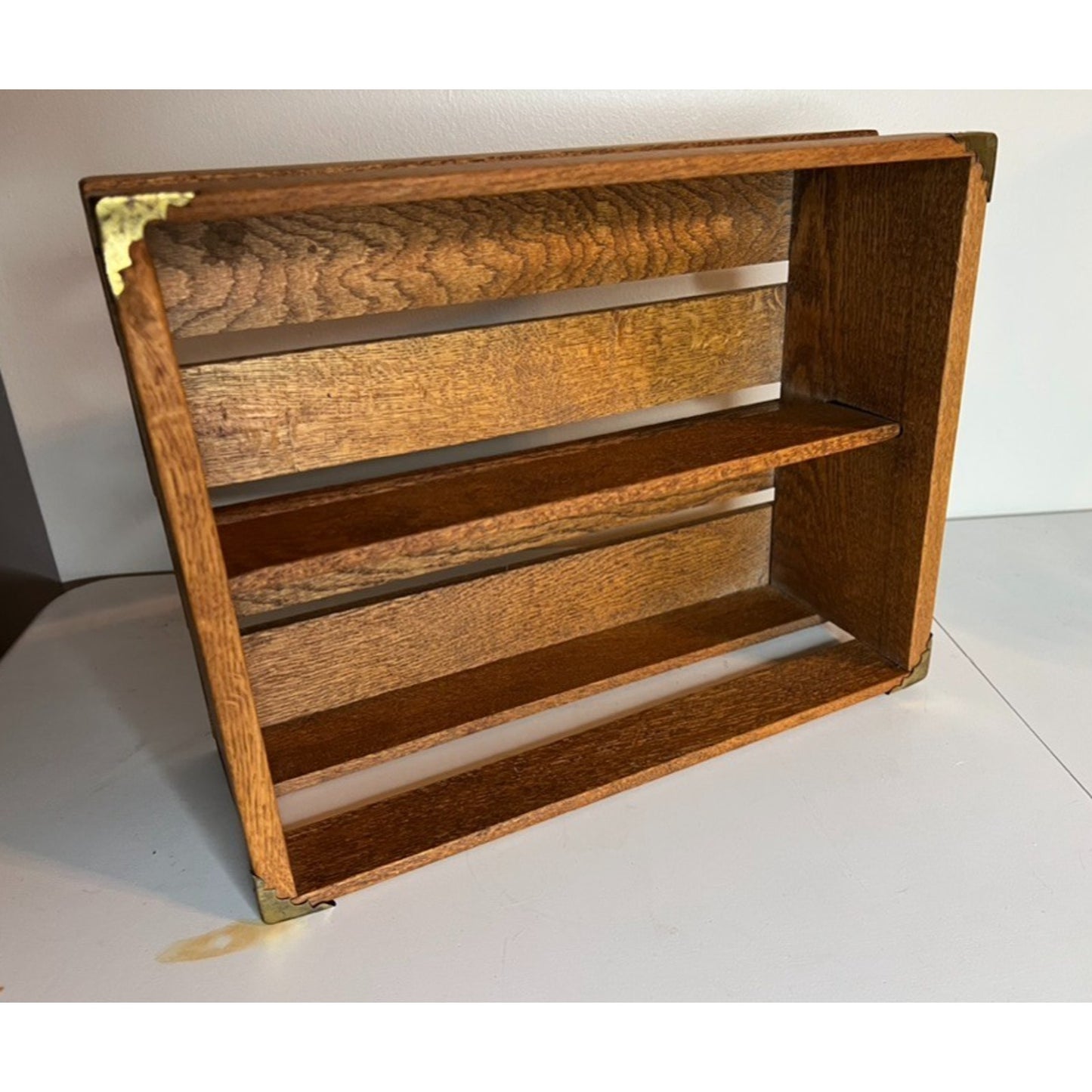 Vintage Cal Oak Wood Box Holder Storage Wall Display Knick Knack Shelf