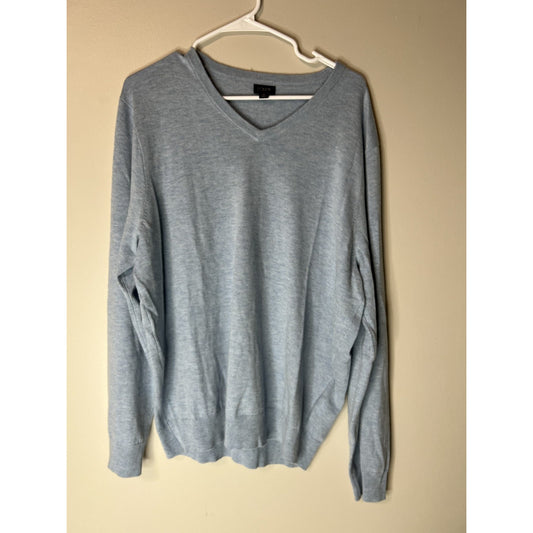 J.Crew Mens V-Neck Sweater Light Blue Cotton Merino Wool Blend Size XL