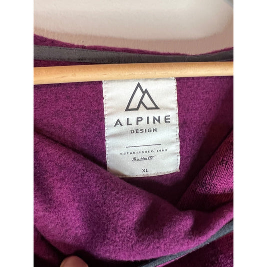 Alpine Design Mulberry Hooded Asymmetrical Zip Fleece Jacket XL