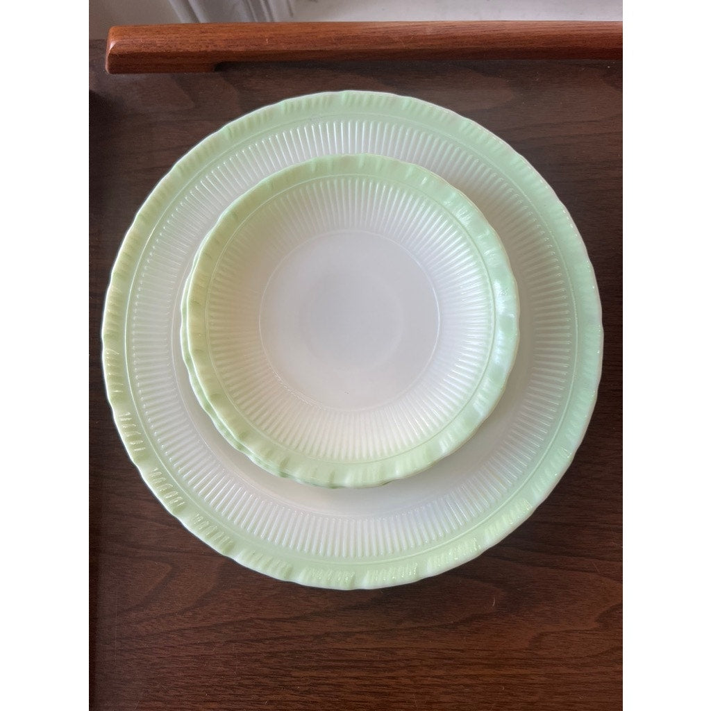 Macbeth Evans Cremax Bordette Vintage Mint Green Place settings RARE