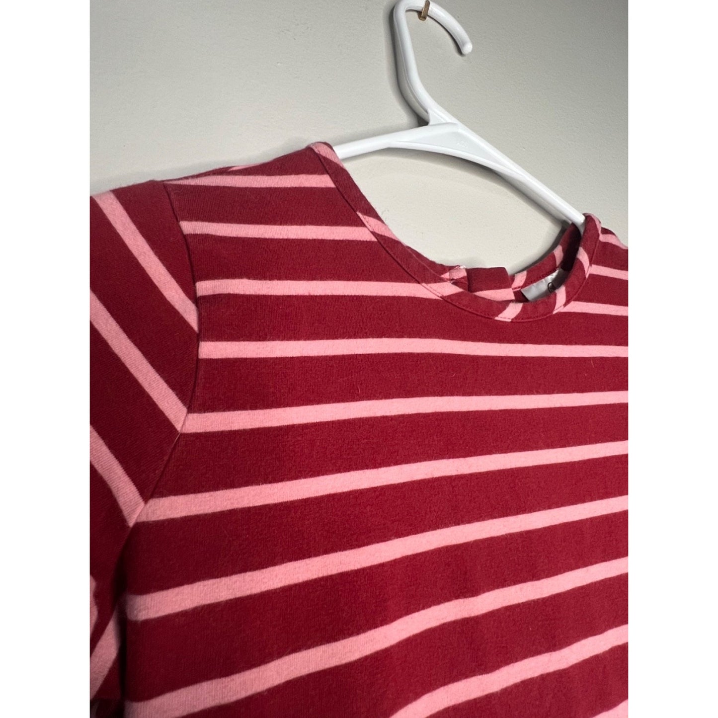 Hanna Anderson Girl 150 (12) Pink & Red Organic Striped Cotton with Gold Zipper