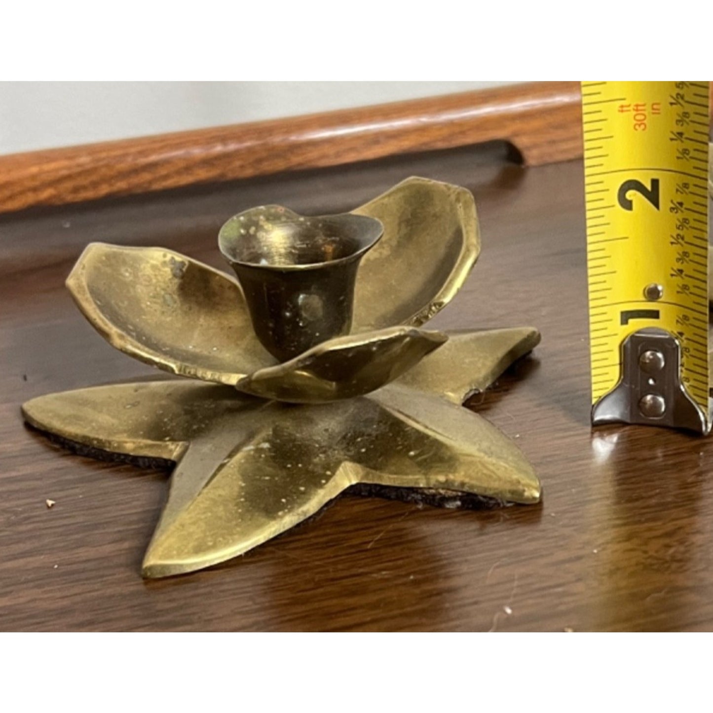 Set of 2 Vintage Pair Brass Coated Lotus Flower Candle Stick Holders