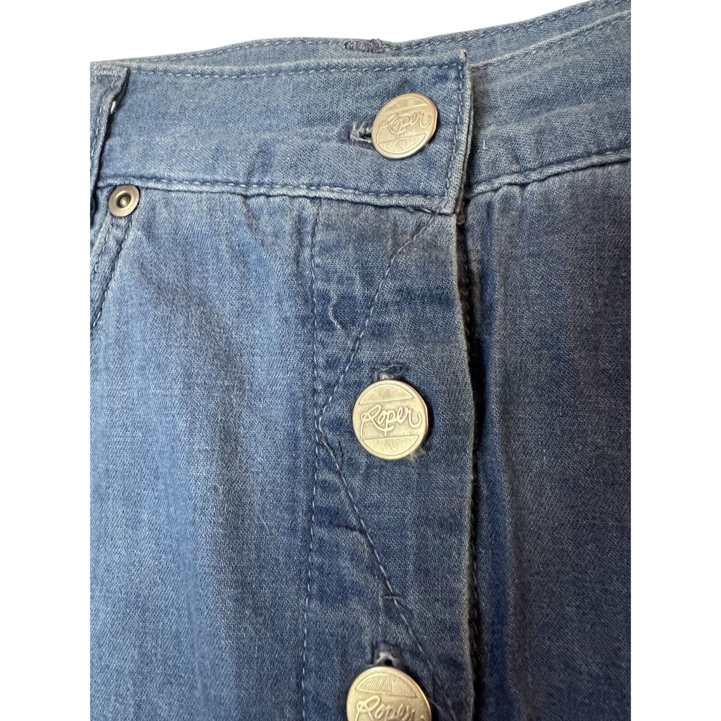 Vintage Roper Button Down Womens 80s/90s Western Denim Maxi Skirt Size 30x34