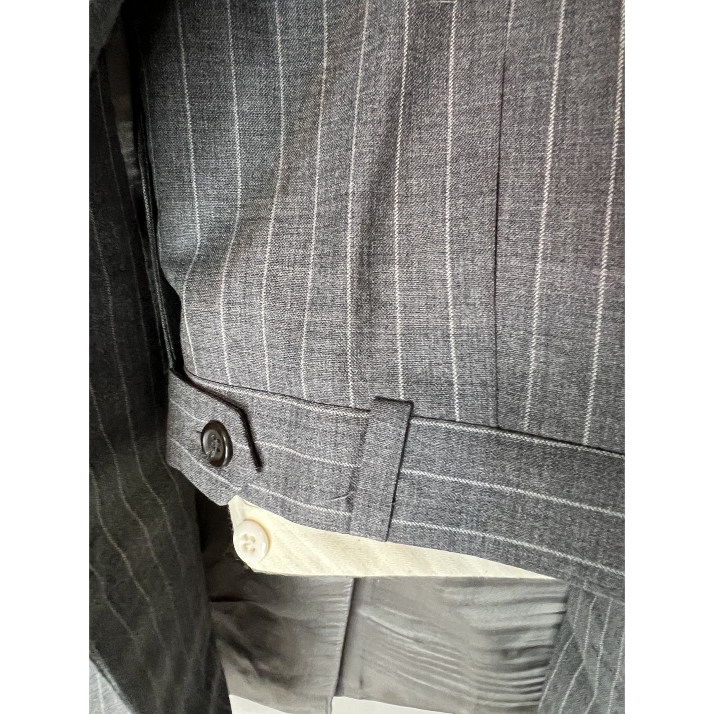 VTG 90s Chaps Ralph Lauren Wool Pinstripe Suit Men 40 T 36x34 Gray