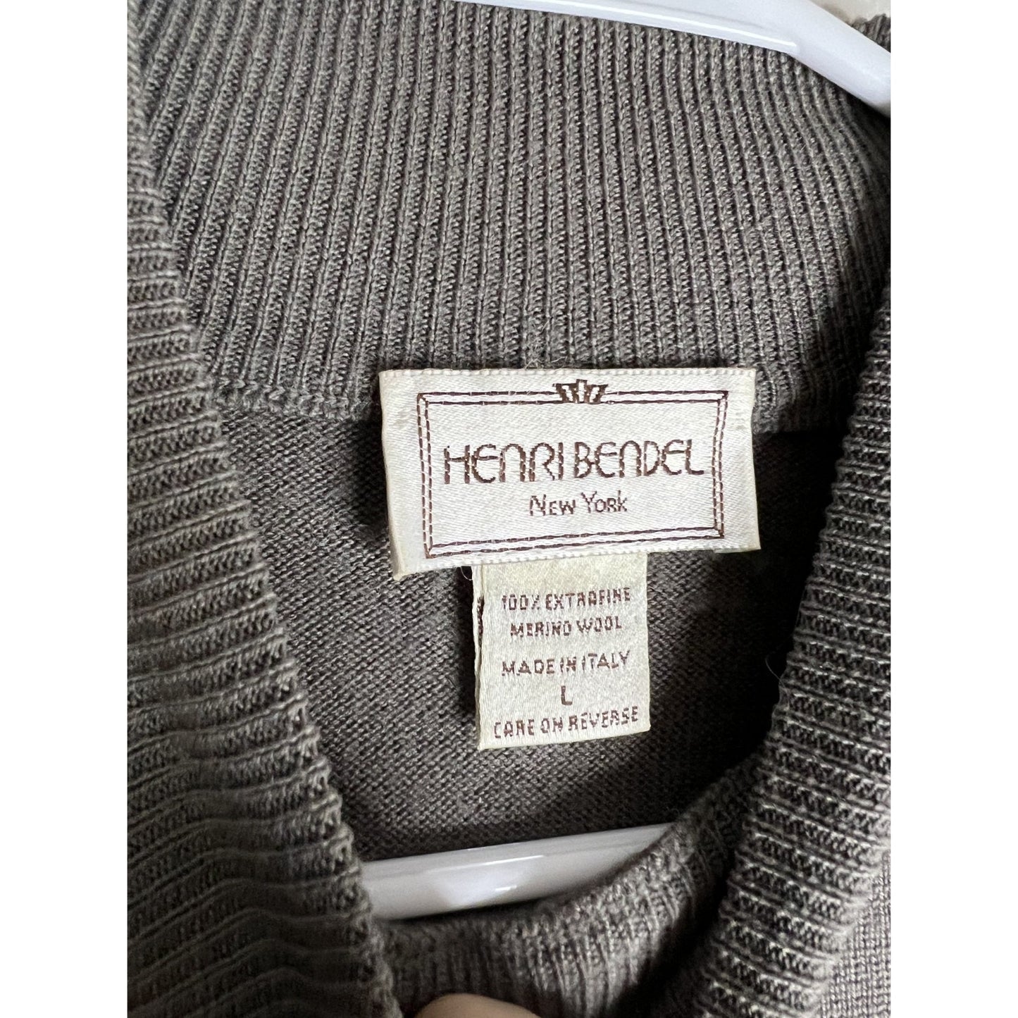 Henri Bendel Italy Extrafine Merino Wool Sweater Slate Gray Large