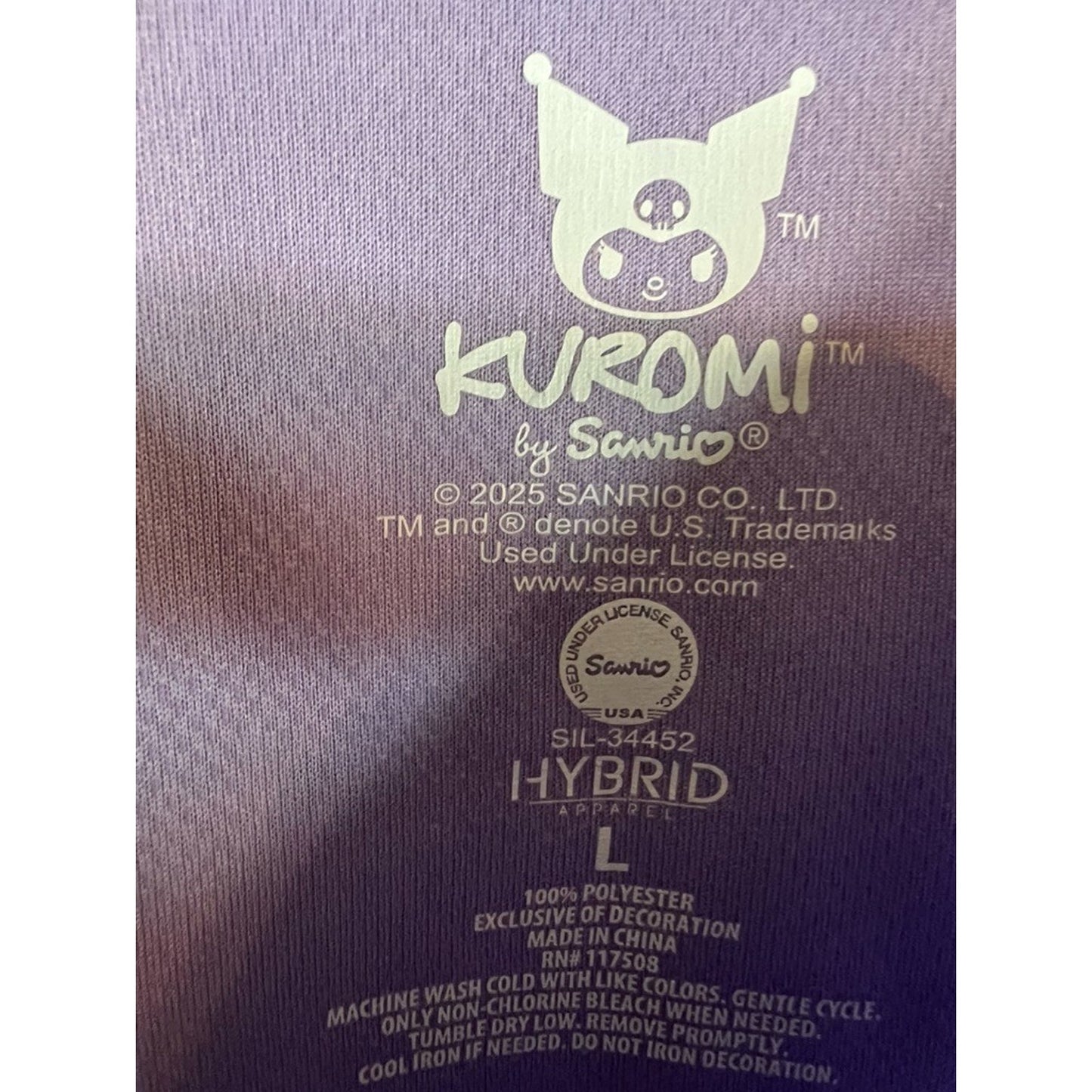 Kuromi Baseball Jersey Sanrio Adult Large Purple Button Down Shirt Lavender