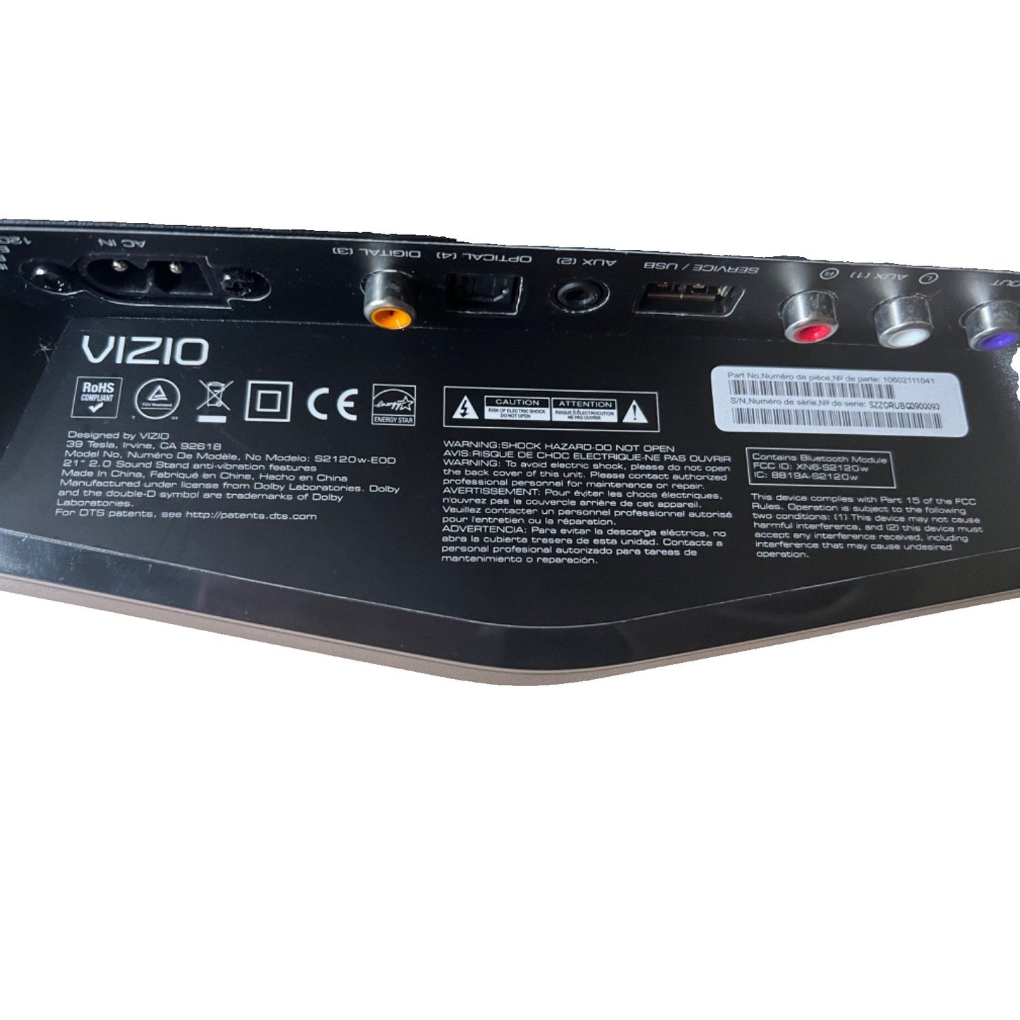 VIZIO S2120w-eo 2.1 Channel Sound Stand Integrated Subwoofer