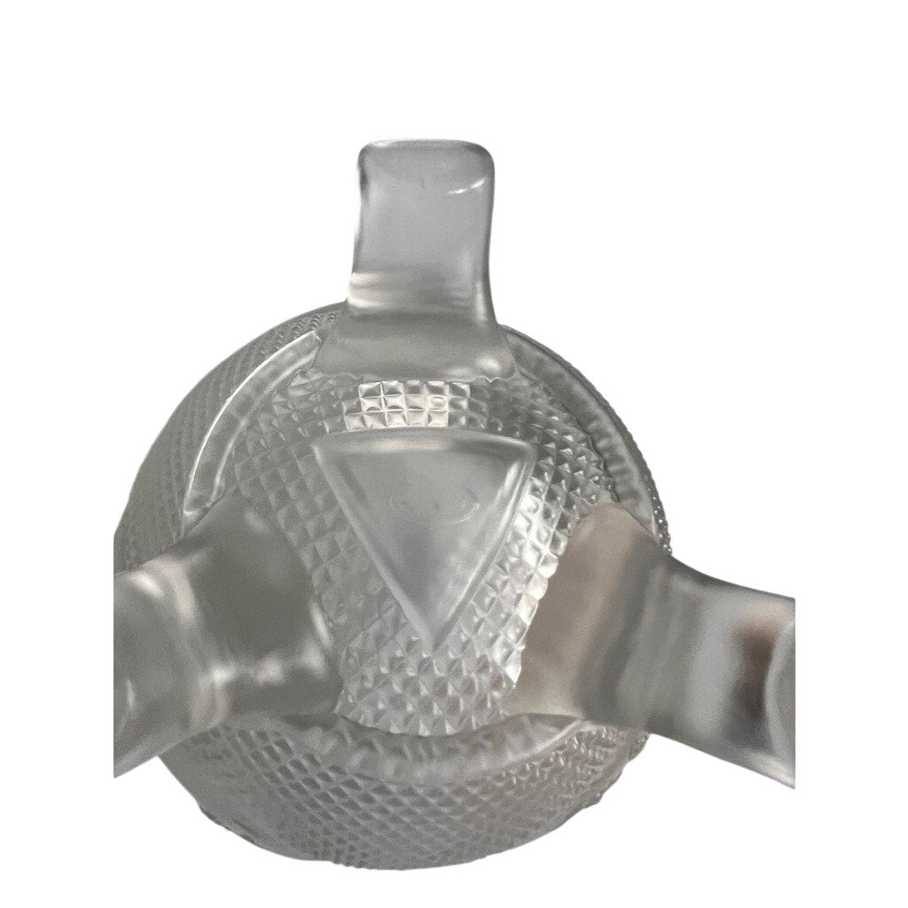 Vintage Fenton Frosted Satin Glass Footed Rose Bowl Grape Leaves Pattern