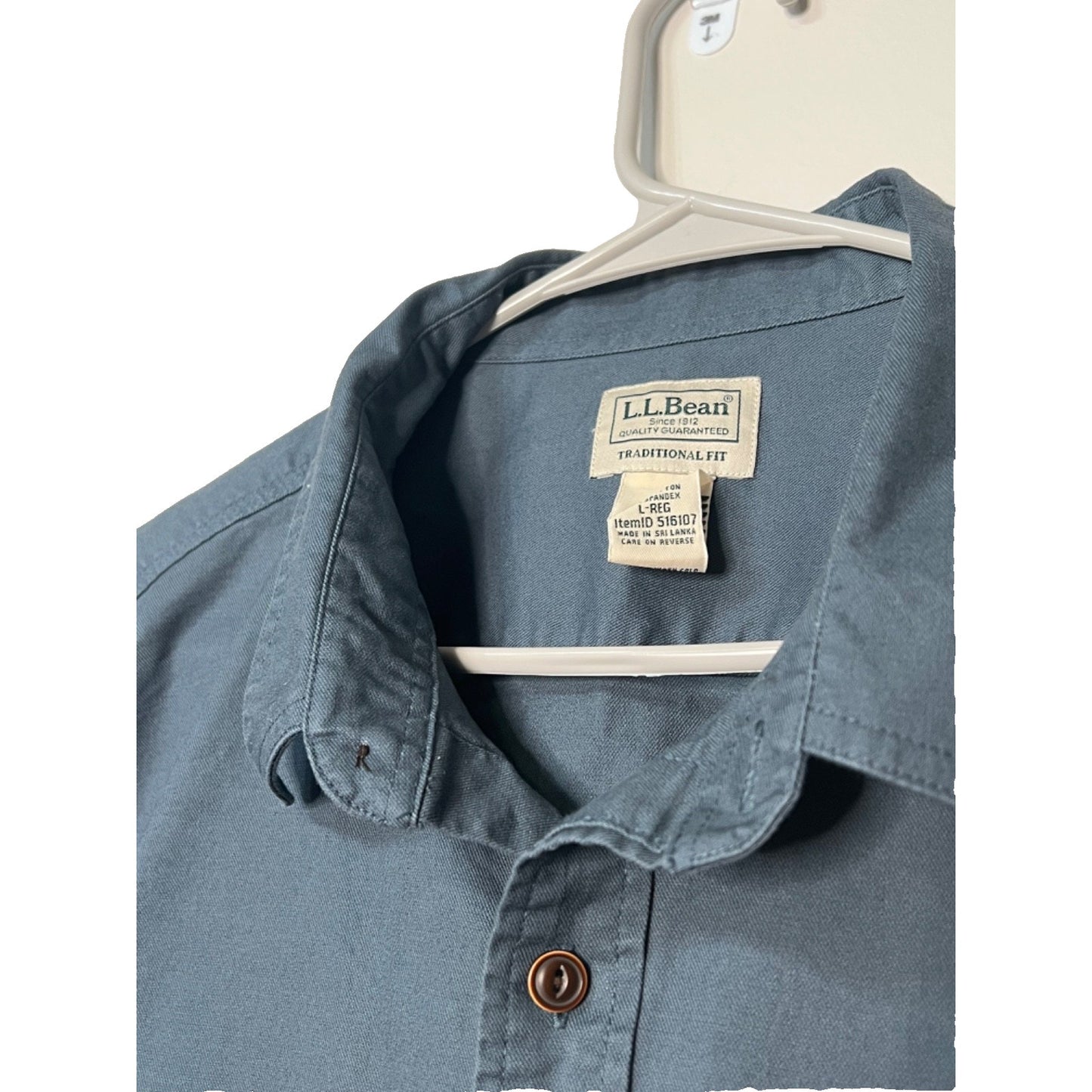 LL Bean Blue Large BeanFlex Twill Shirt Mens Untucked Fit Canvas Slate Blue