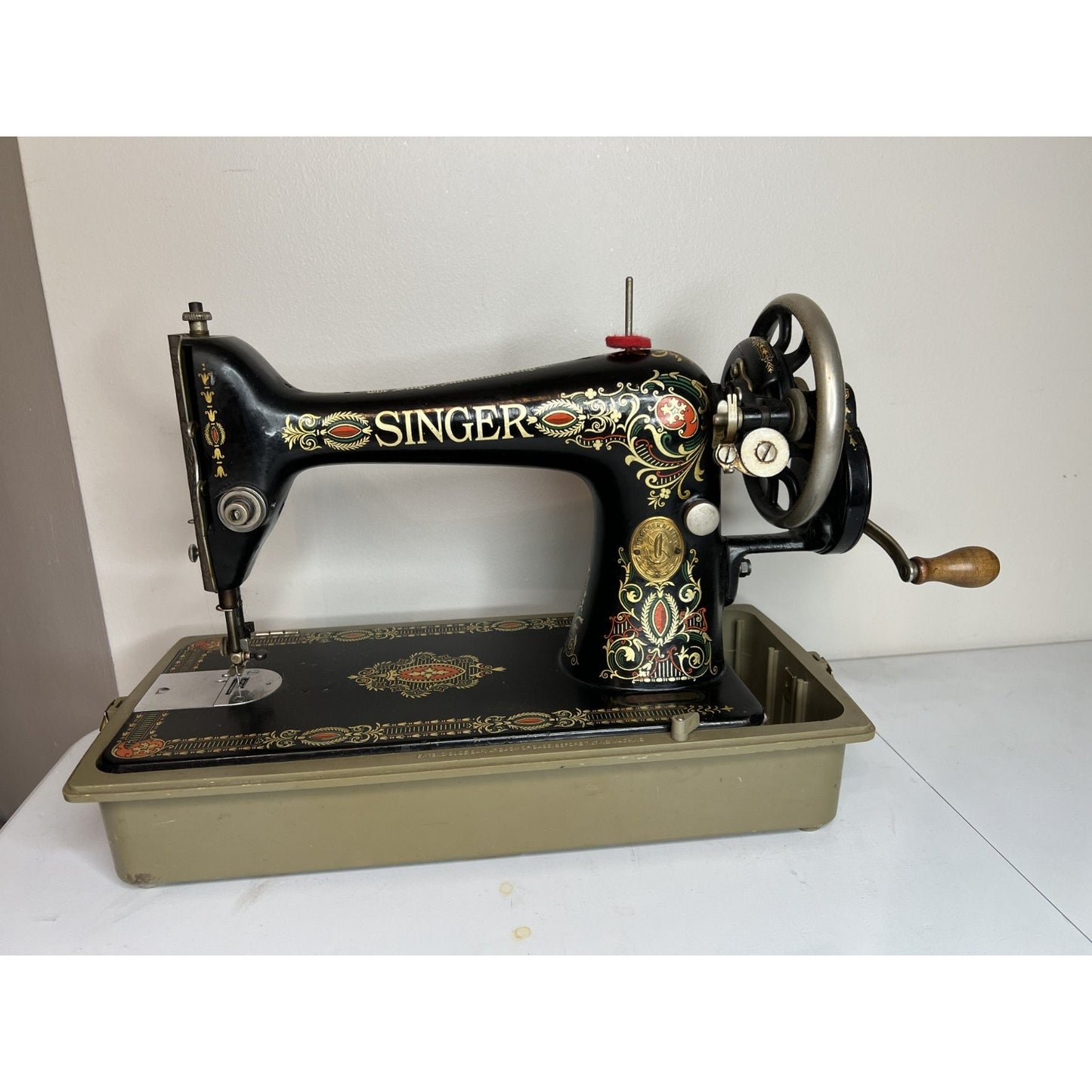 Singer Red Eye Mdl 66 Treadle Sewing Machine Head /Attachments Serviced & Tested