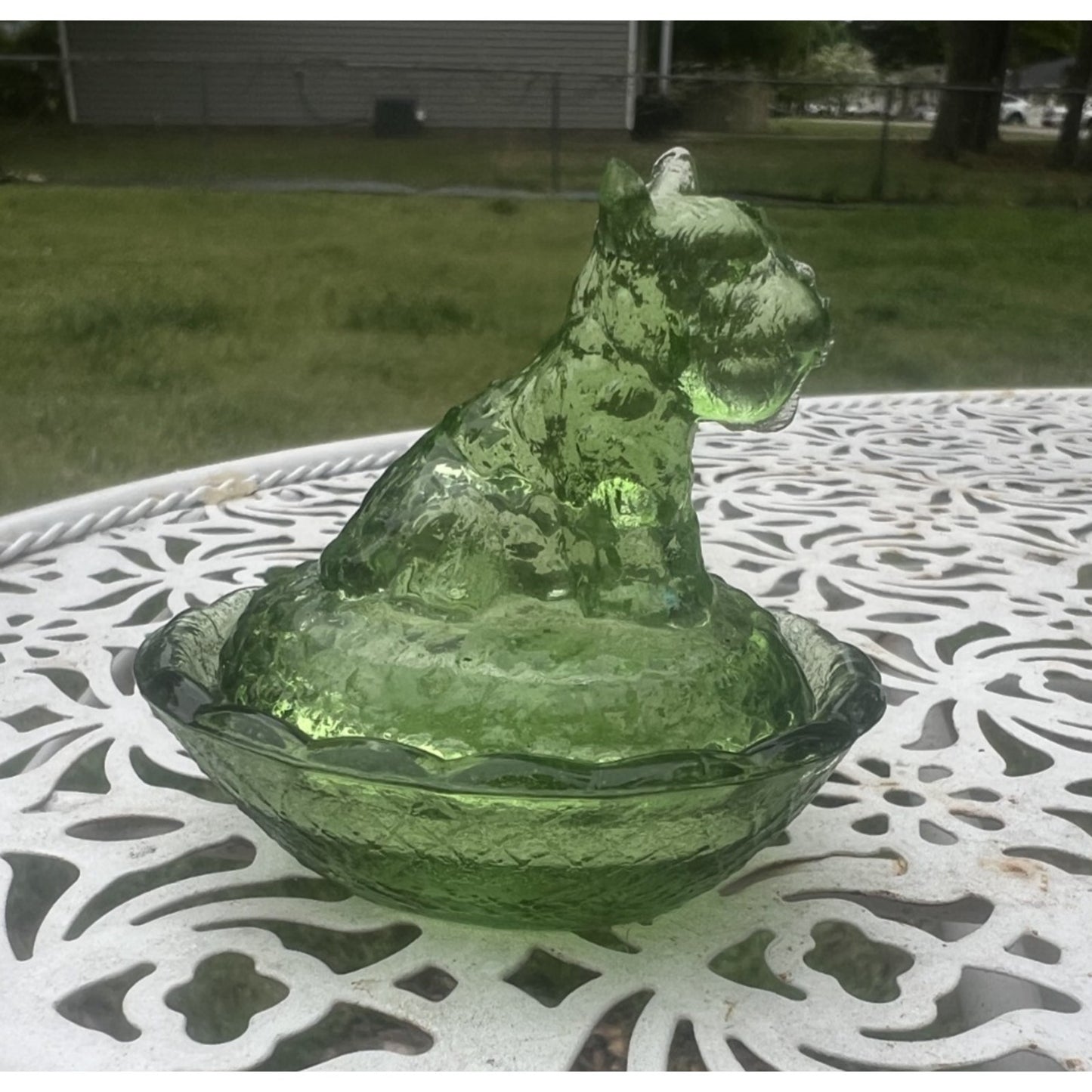 Vintage Green Nesting Scotty Dog Open Salt Cellar Dish