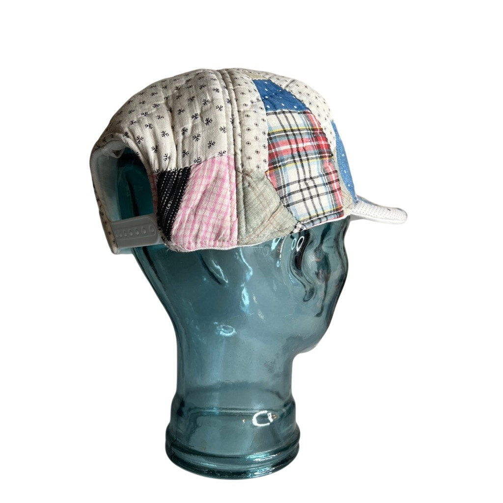 Vintage Reversible 1910 Indigo Quilt & Irish Linen Baseball Hat 2
