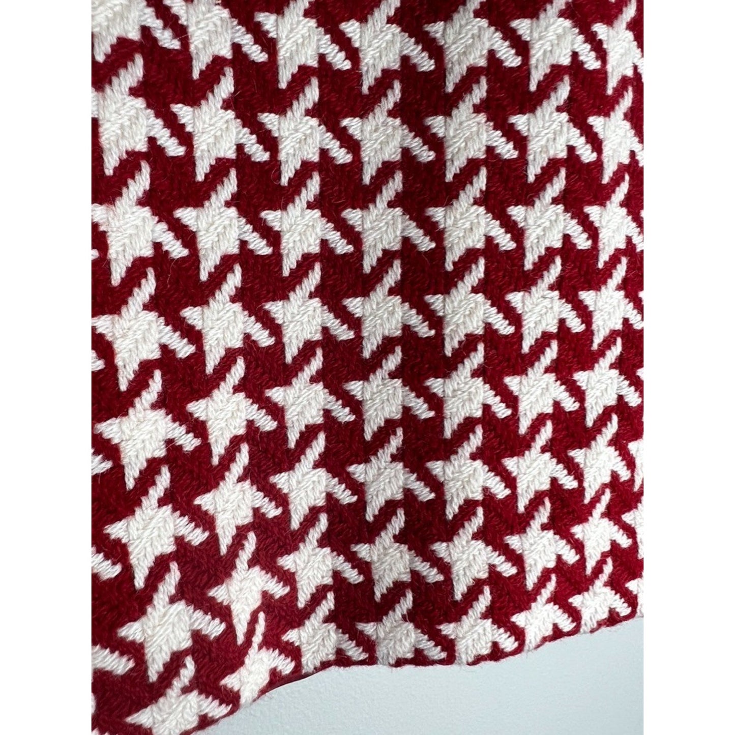 Talbots NEW Houndstooth Red White Wool Blend Holiday Pencil Skirt, Women’s Sz 18