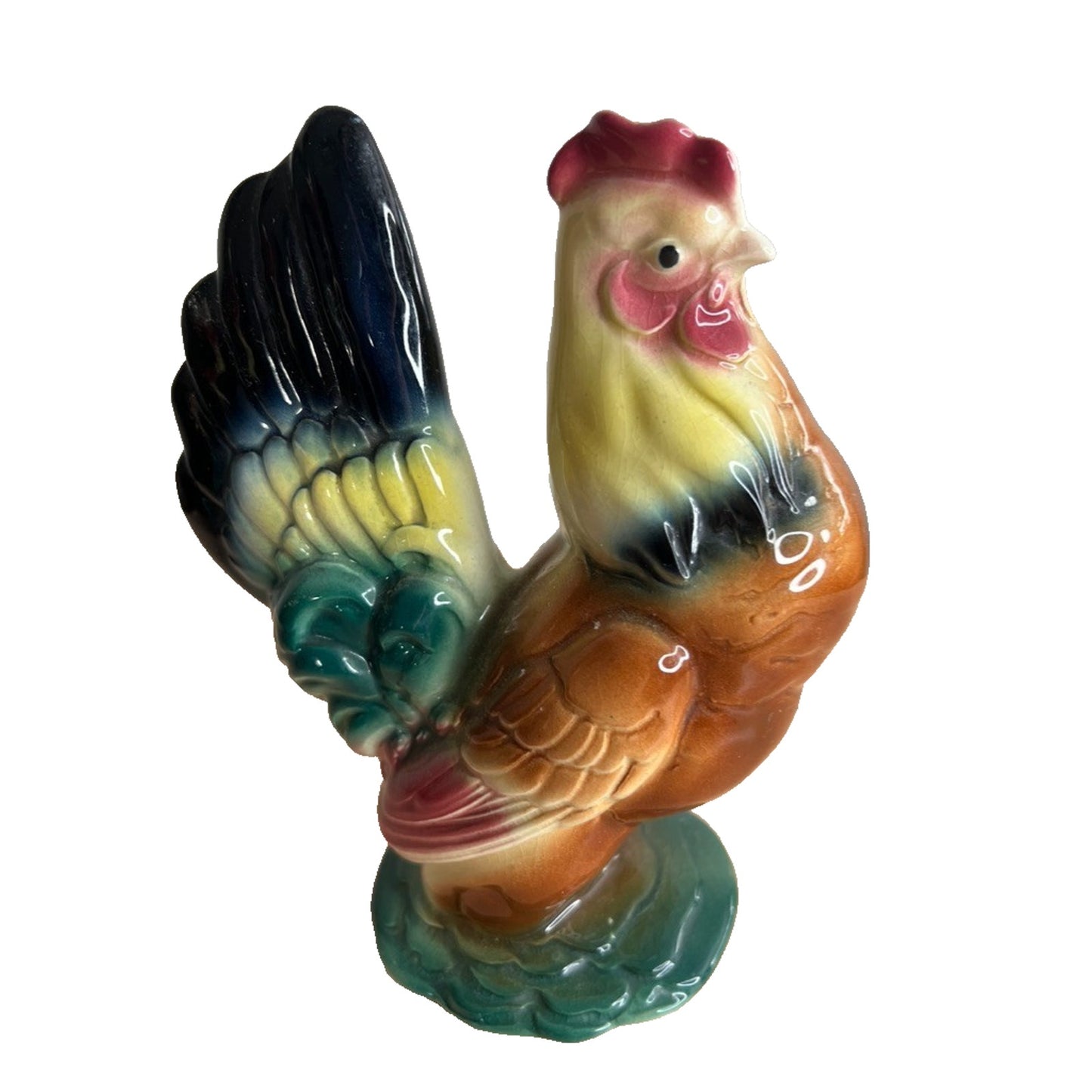 Royal Copley Rooster Hen Toothpick holder Child Colorful Ceramic Farncore Family