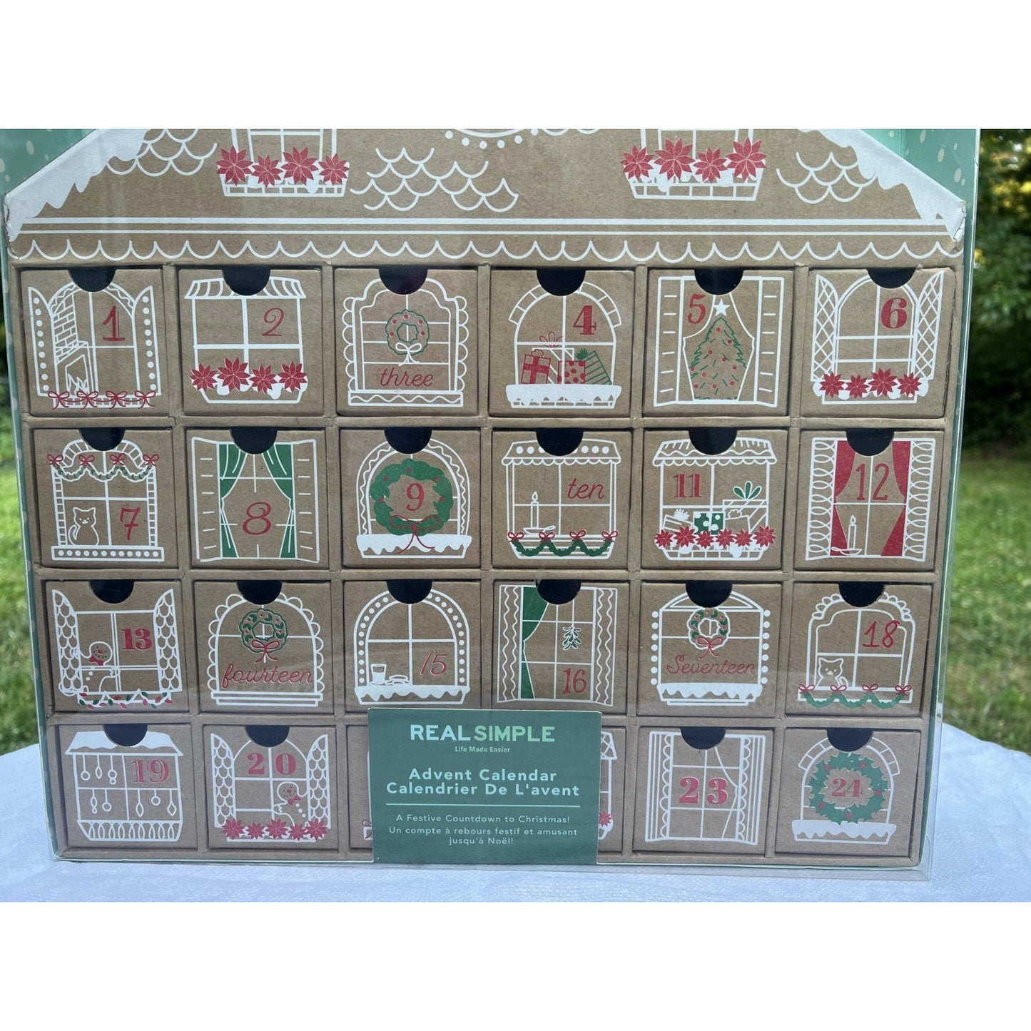 Real Simple 24 Day Christmas Countdown Advent Calendar Gingerbread House Brown