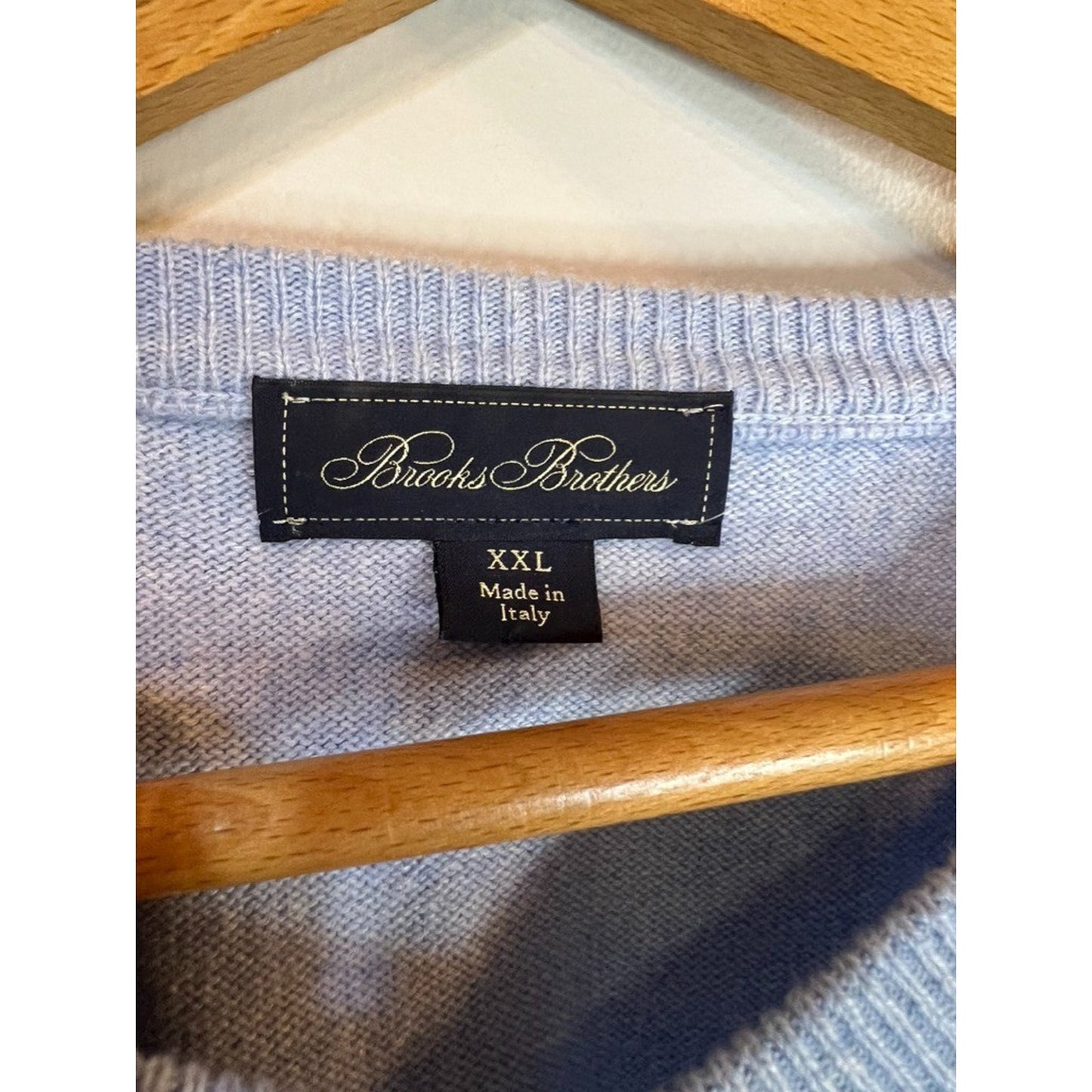 Brooks Brothers 100% 3 Ply Italian Cashmere Sweater Size XXL Men's Blue