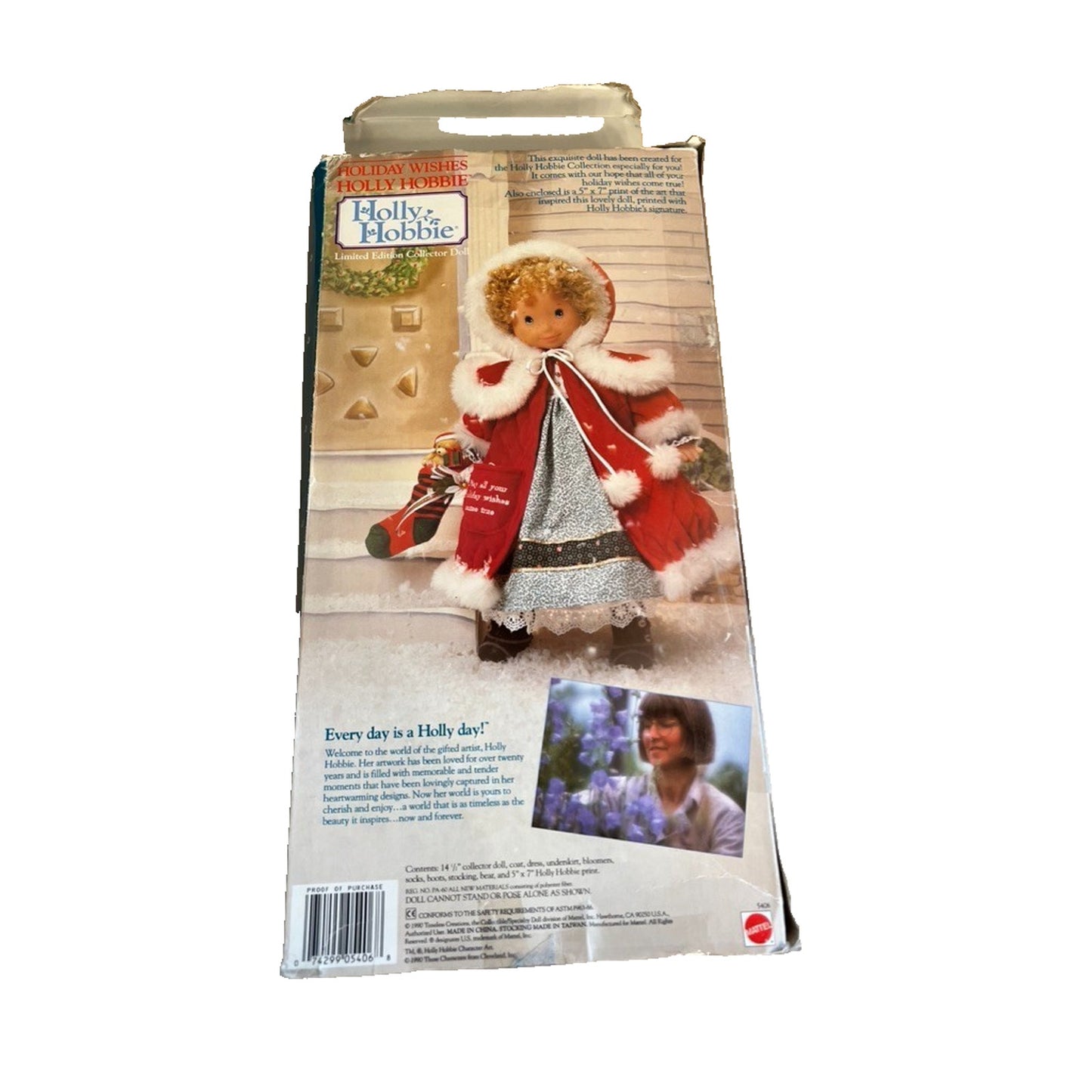 Holiday Holly Hobbie Doll Christmas Red Dress 14 1/2" 1990 Print NIB 5406 VTG