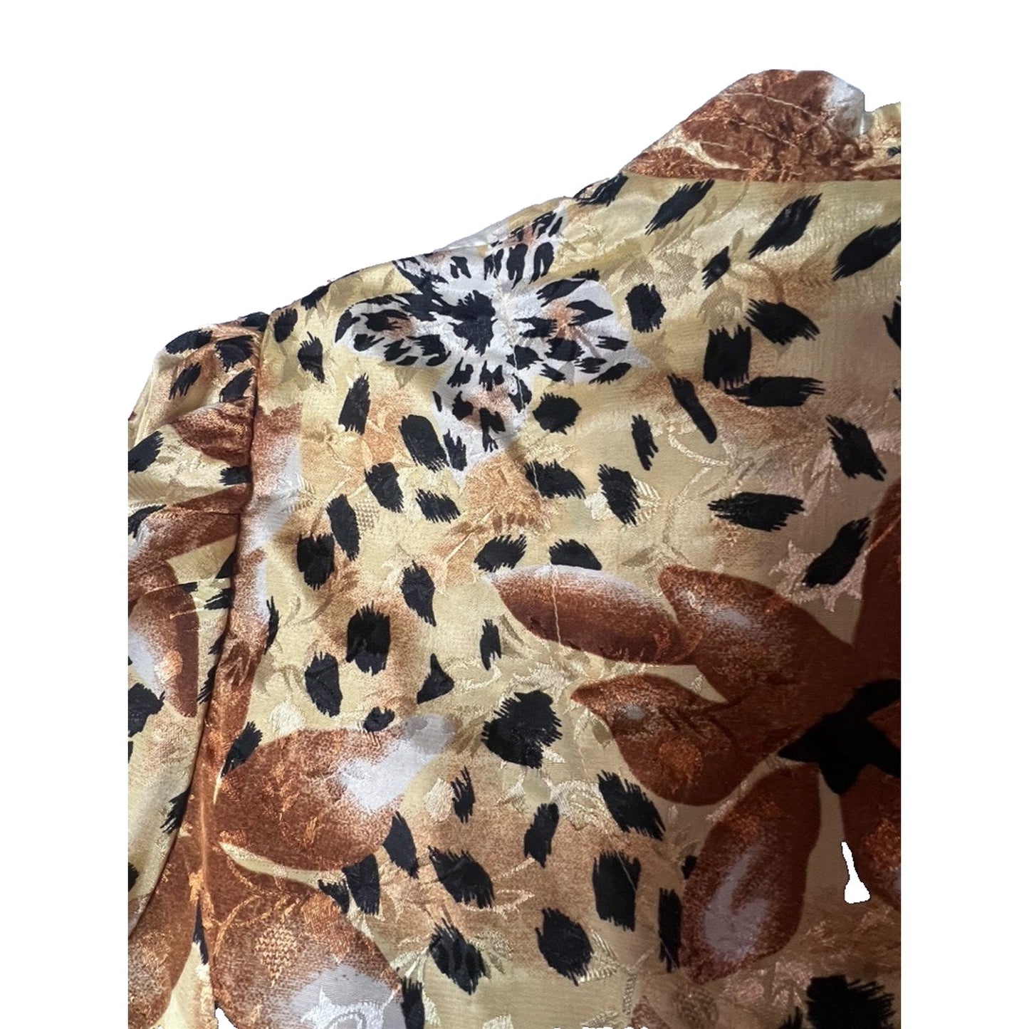 Vintage M Kaftan Caftan Muumuu Dress Gown Beach Leopard Shiny Satin Floral