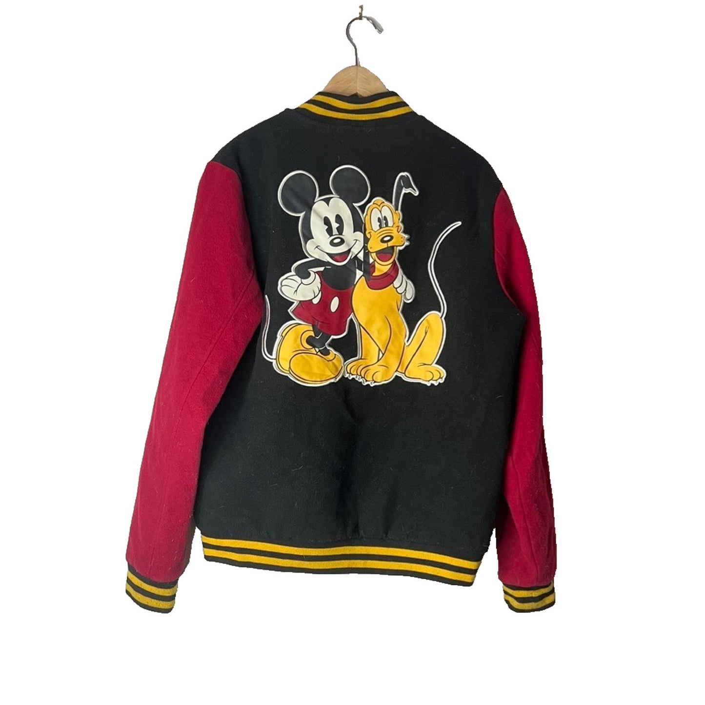 Disney Hello Folks M Medium Mickey Mouse Pluto Letterman Bomber Varsity Jacket