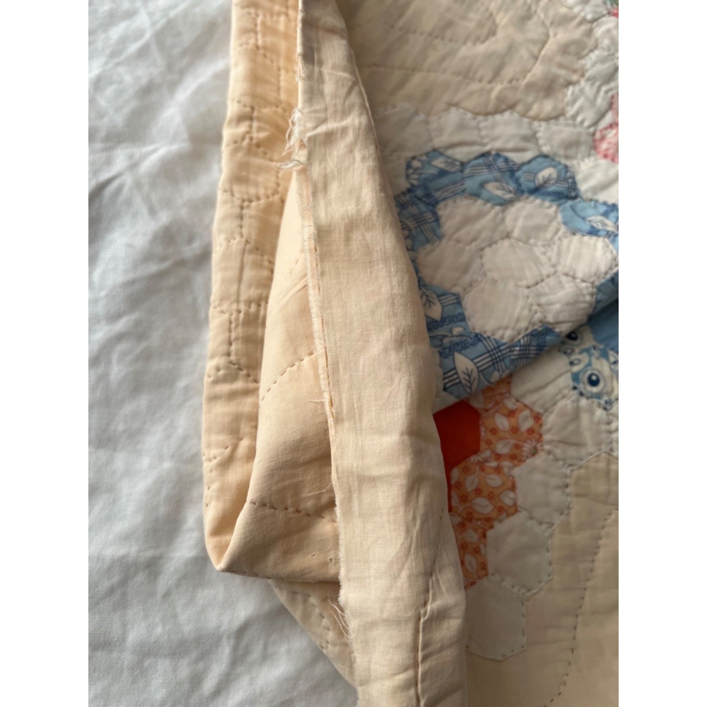 1930's Grandmother's Flower Garden Antique Quilt 80x79