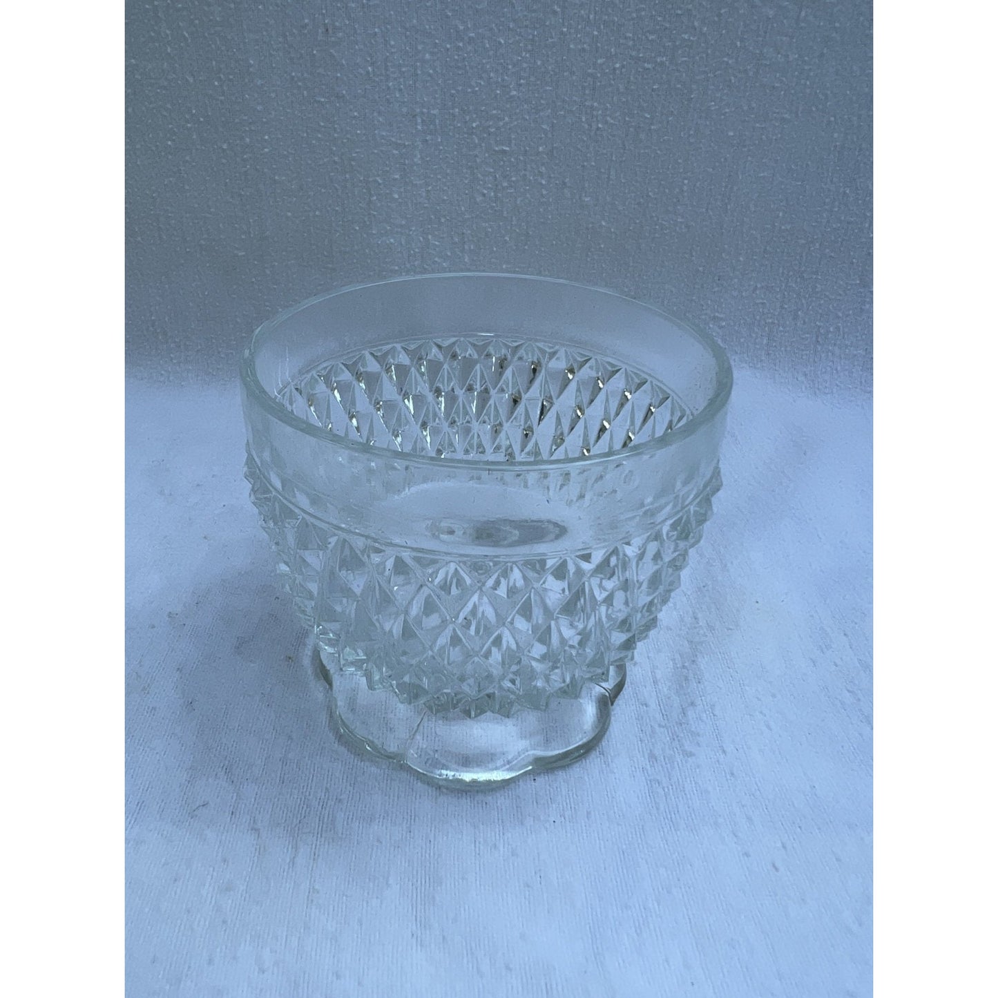 Vintage Indiana Glass Diamond Point 3 pc Sugar & Cream Tray Set w/ Original Box