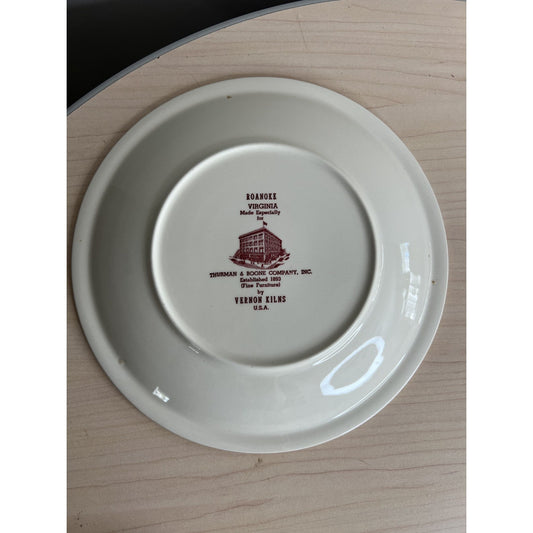 Vintage Vernon Kilns Roanoke Virginia Decorative Souvenir Collectors Plate