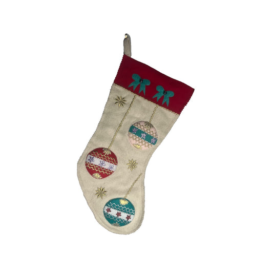 Vintage Bucilla Wool Felt Embroidered Christmas Stocking Ornaments NO NAME