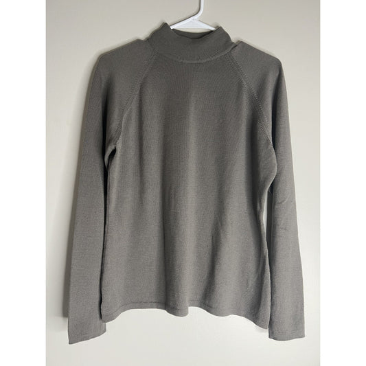Henri Bendel Italy Extrafine Merino Wool Sweater Slate Gray Large