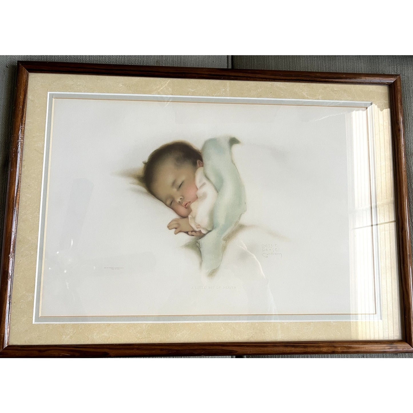 Bessie Pease Gutmann (1876-1960) "A Little Bit of Heaven" 25"x18" Wood Framed