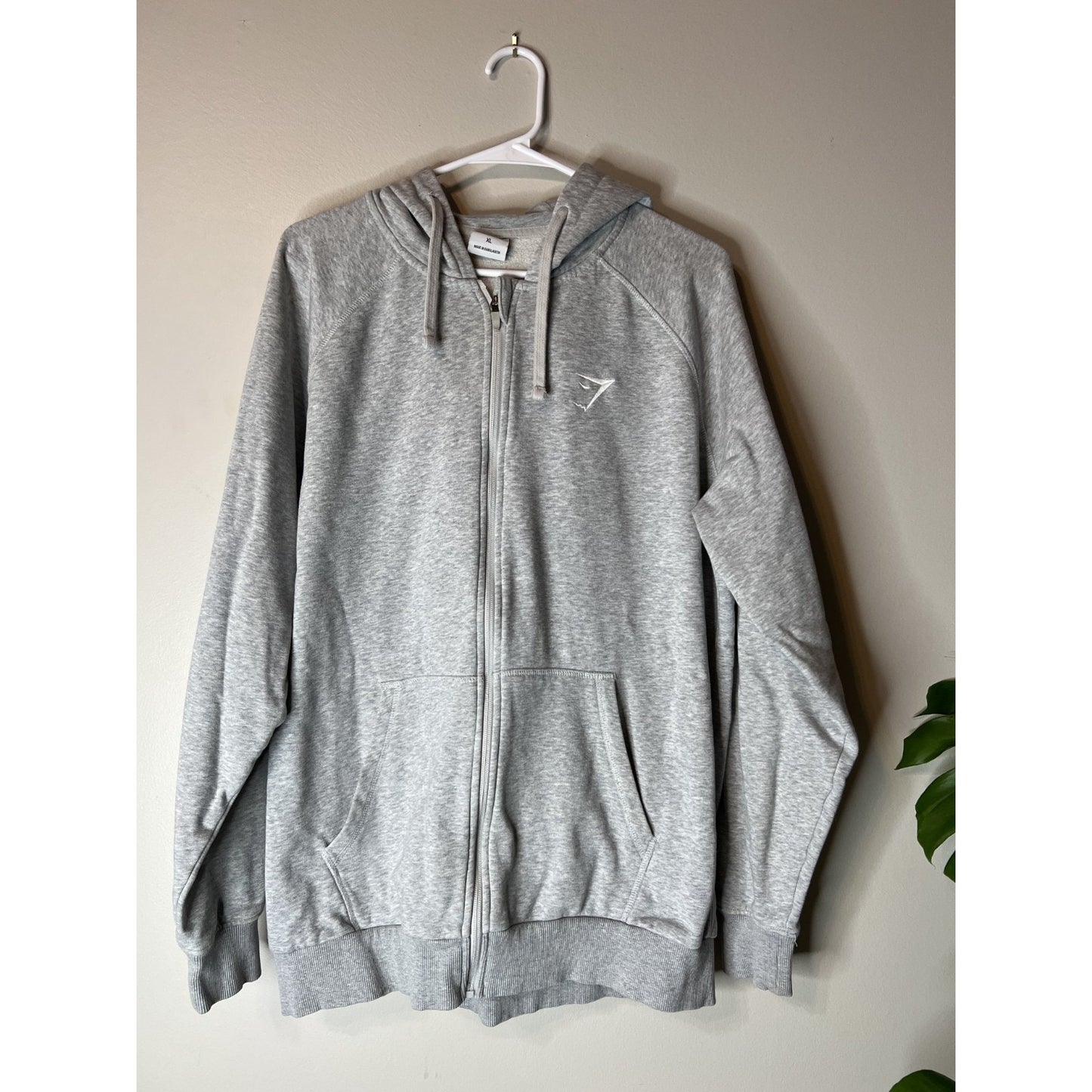 Gymshark Hoodie Mens XL Gray Cotton Full Zip Up Athletic Gym Workout Sweatshirt