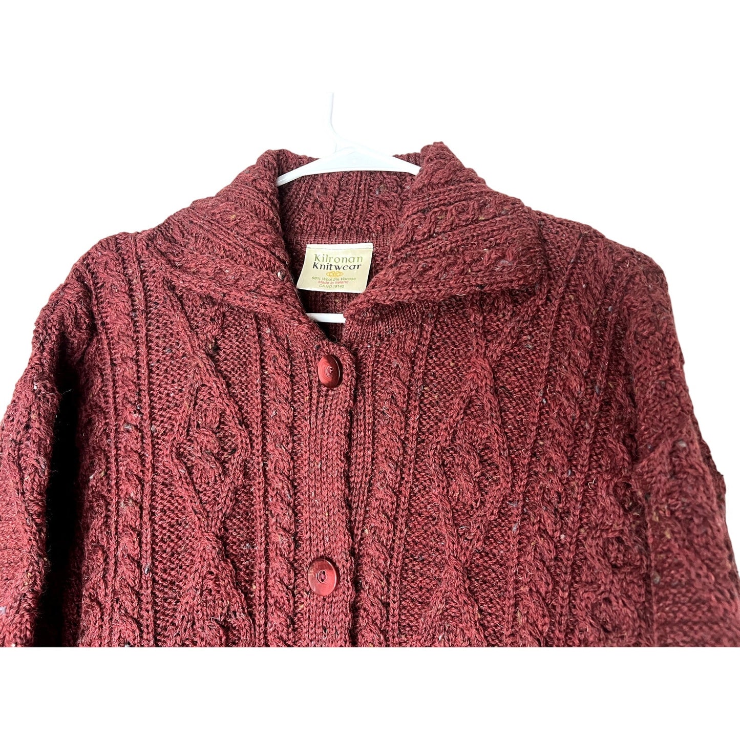 Kilronan Knitwear L Irish Cable Knit Merino Wool Cardigan Sweater Long Duster