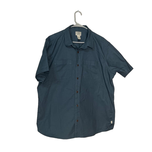 LL Bean Blue Large BeanFlex Twill Shirt Mens Untucked Fit Canvas Slate Blue