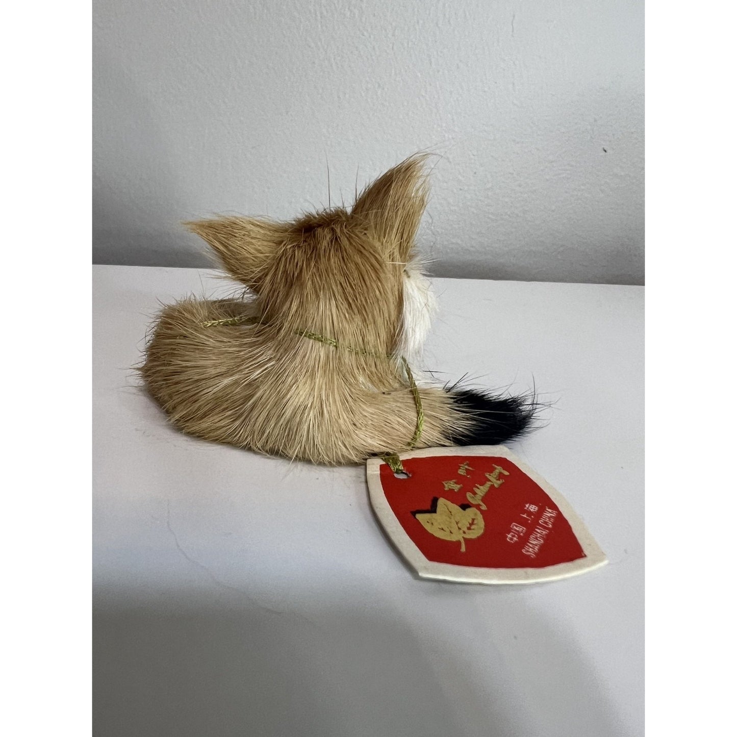 Vintage NWT Golden Leaf Real Rabbit Fur Animal Figure Fox 3"