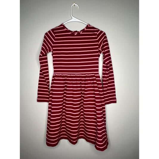 Hanna Anderson Girl 150 (12) Pink & Red Organic Striped Cotton with Gold Zipper