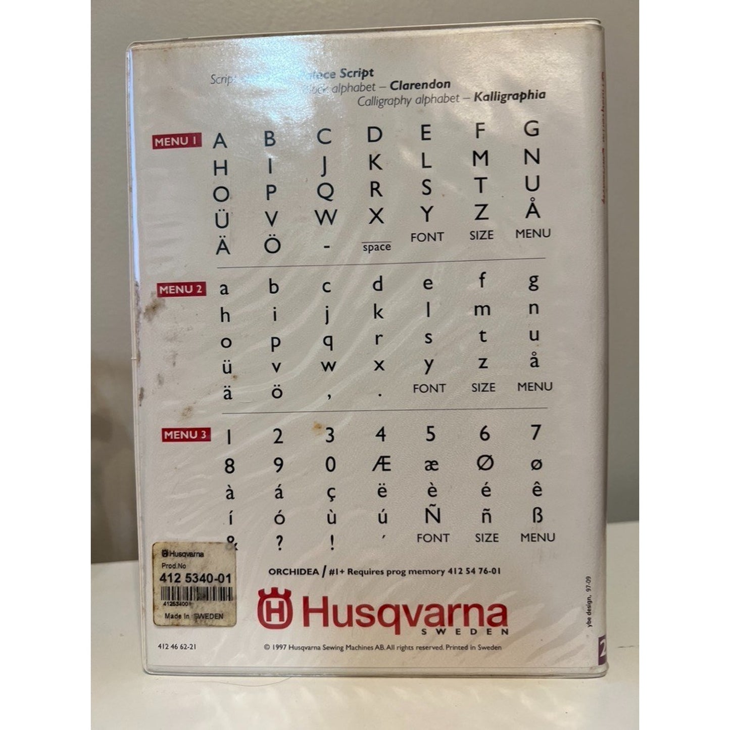 Alphabet Husqvarna Viking Embroidery Card 21 Palace Script Rose Iris Scandinavia