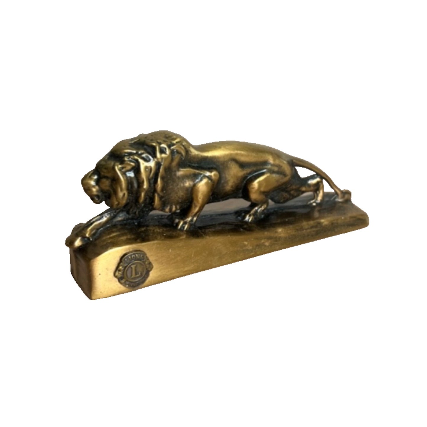 Vintage Heavy Brass Cast Crouching Lion Figurine Paperweight