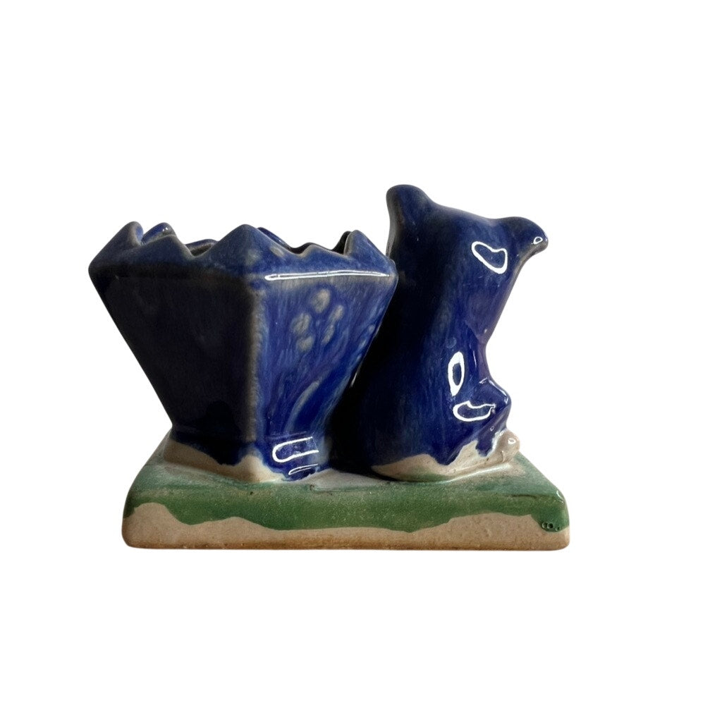 Vintage English Bulldog Ceramic Pottery Planter - Made in USA