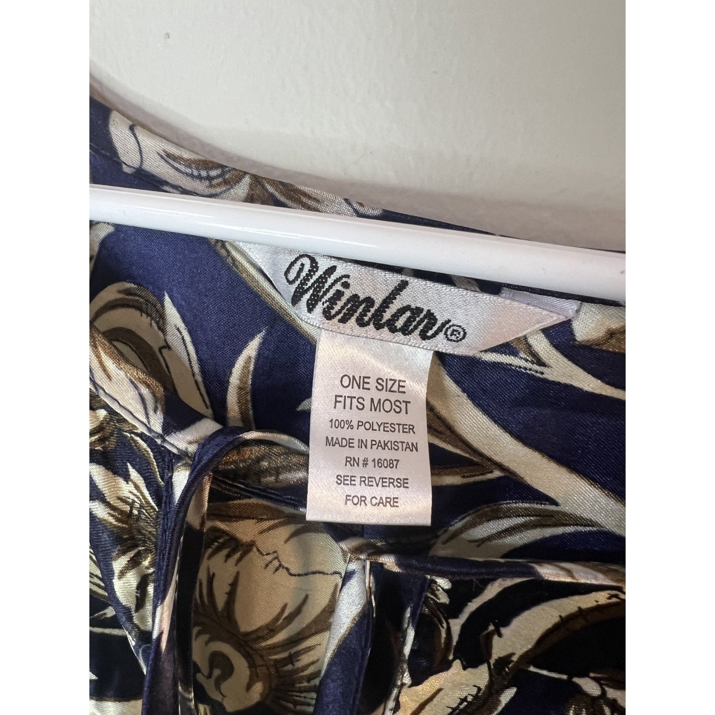 Vintage Winlar Caftan Dress One Size Blue & Gold Satin Kaftan Moo Moo MuMu