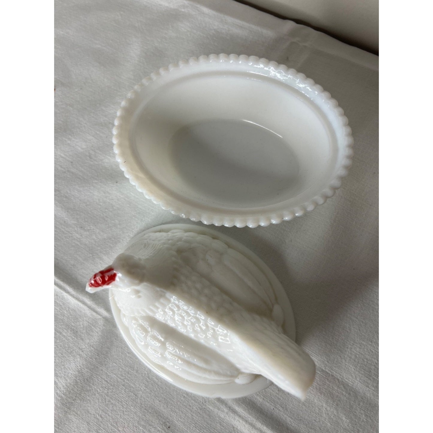 Vintage Westmoreland Milk Glass Hen on Nest Covered Dish 5"