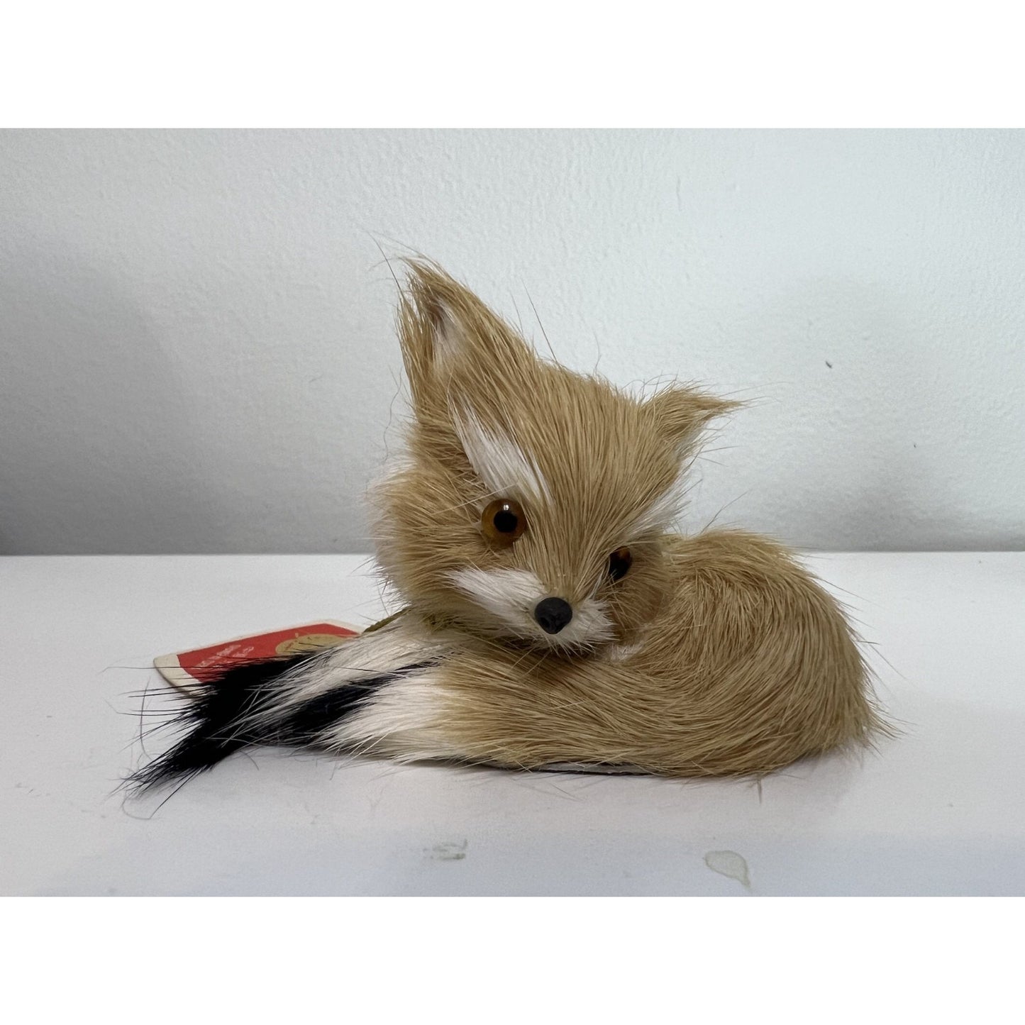 Vintage NWT Golden Leaf Real Rabbit Fur Animal Figure Fox 3"