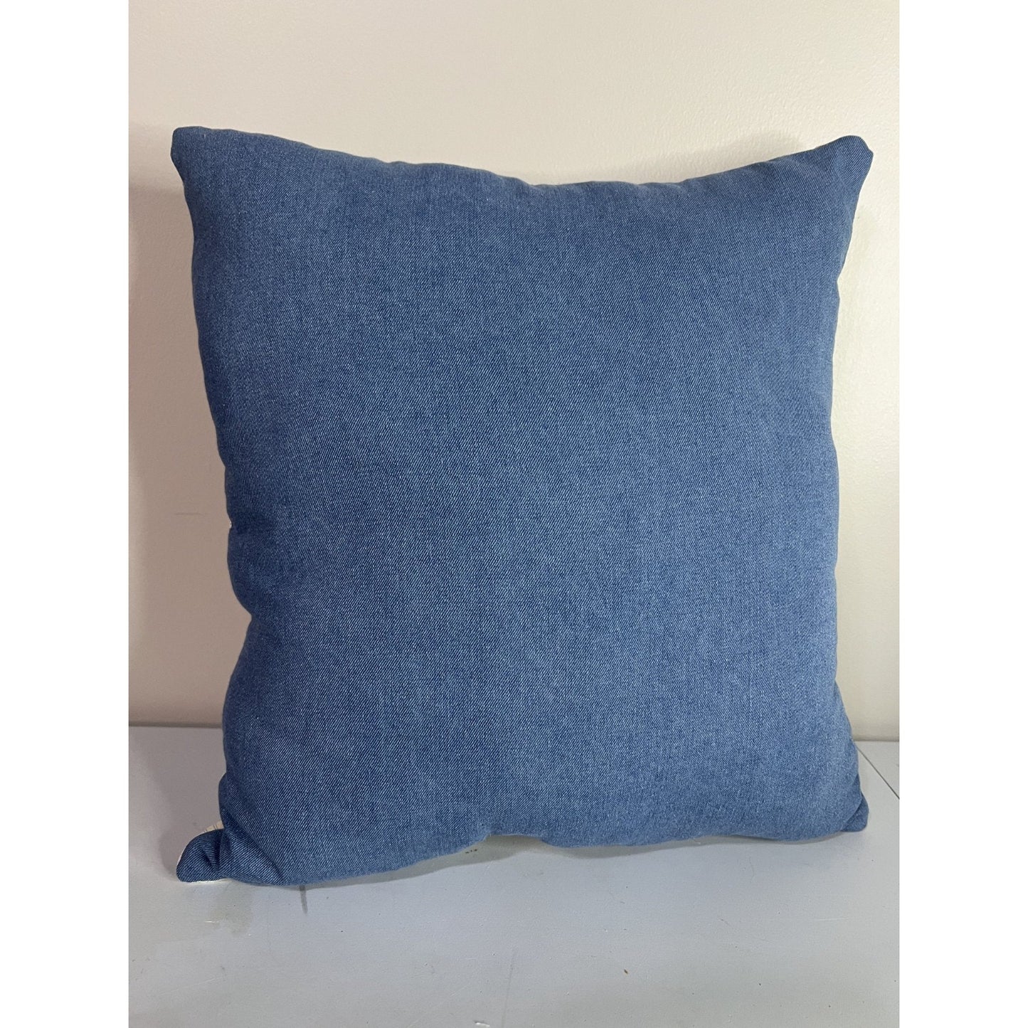 Vintage 1910 Indigo String Star & Denim Quilt Pillow Approx 16" x 16"