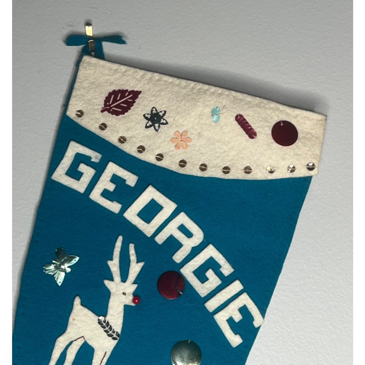 Vintage Bucilla Wool Felt Christmas Stocking GEORGIE