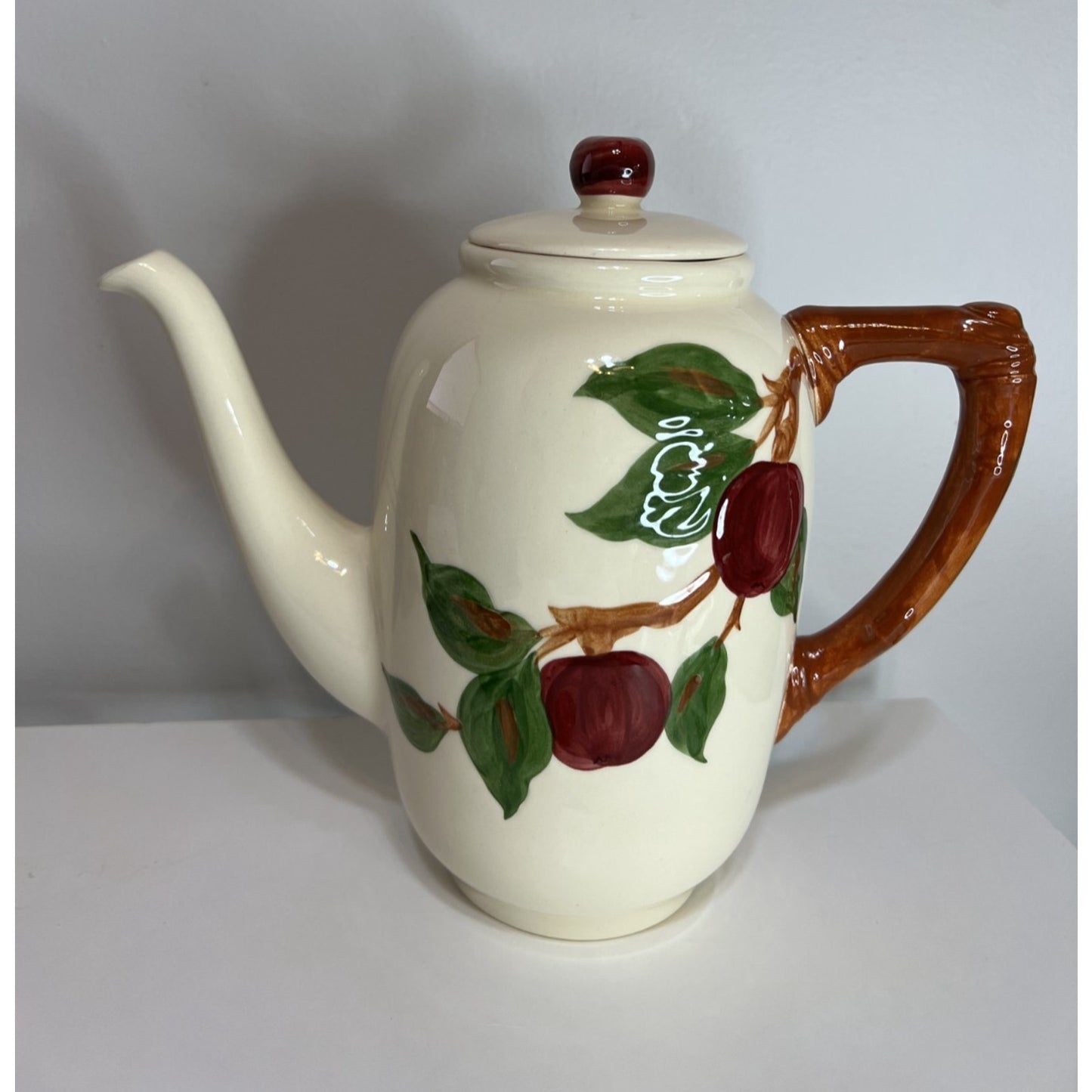 Vintage Gladding McBean Franciscan APPLE Earthenware Long Spout Coffee Pot & Lid