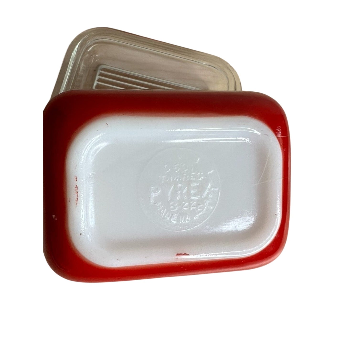 Vintage Pyrex Primary Red Refrigerator Dish w/ Ribbed Lid 1950s 1960s 501 MCM